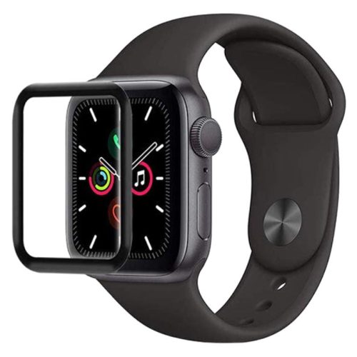 3D Full ragasztós Apple Watch Pet Üvegfólia Fekete - Watch 4 40 mm