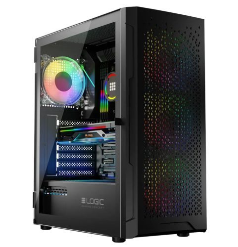 Logic Aramis ARGB Midi Tempered Glass Black számítógépház