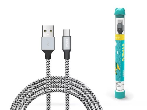 DEVIA USB TYPE-C - USB TYPE-C TÖLTŐ- ÉS ADATKÁBEL 2.4A 1 M - Szürke / Fekete