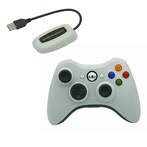 Utángyártott Xbox 360/PC/PS3 Vezetéknélküli Kontroller (USB adapterrel) (Fehér)