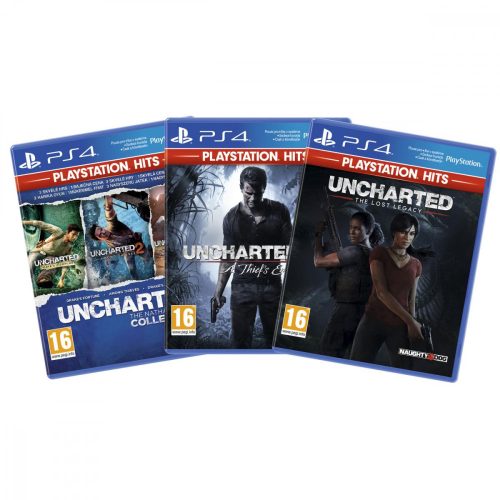 Uncharted 4, Uncharted Collection, Uncharted The Lost Legacy Hits PS4 3- Bundle csomag