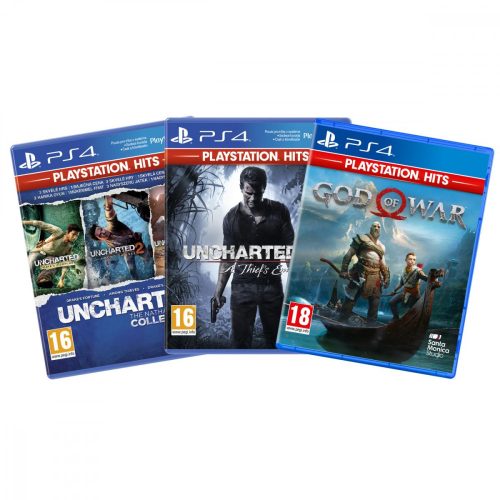 Uncharted 4, Uncharted Collection, God of War Hits PS4 4- Bundle csomag