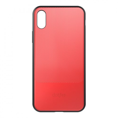 Dotfes G02 Karbon hatású iPhone X / XS tok (piros)